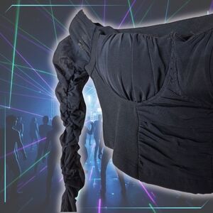 Black Ruched Long Sleeve Top